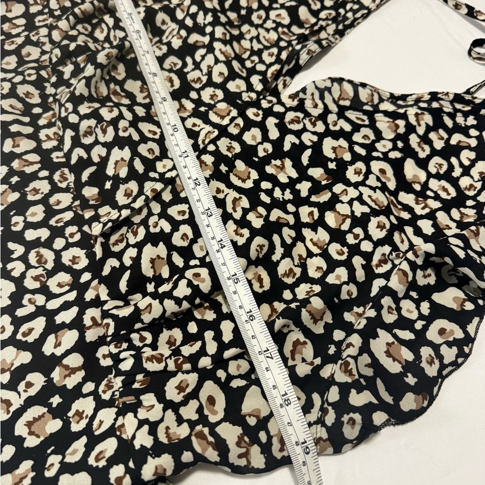 Leopard Print V-Neck Blouse - Black, White & Brown - Picture 7 of 9